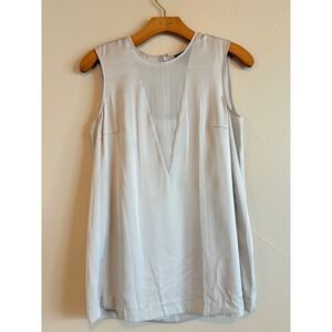 DKNY Silver 93% Silk 7%‎ Stretch Chiffon Paneled Sleeveless Top Removable Slip S